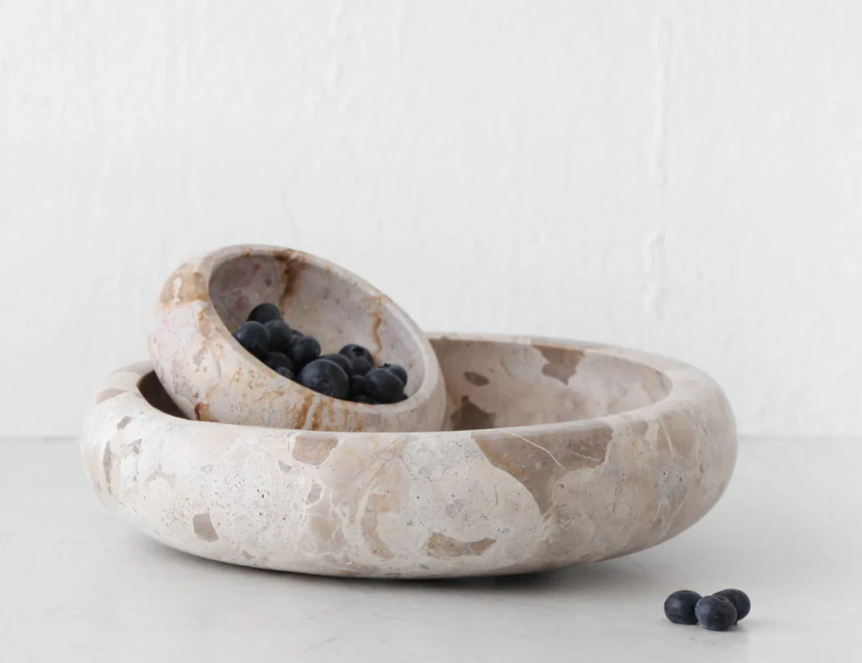 XENA ROUND MARBLE BOWL BUNDLE X2 | 12CM + 26CM | TAUPE MARBLE