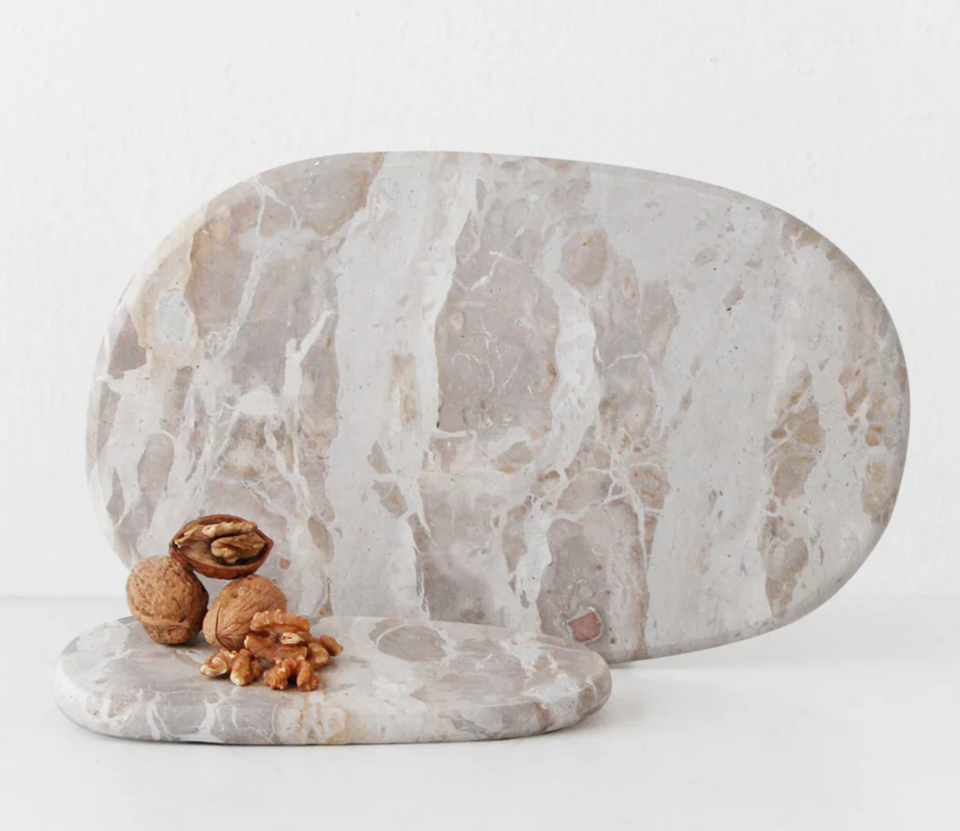 XENA OVAL MARBLE SERVING BOARD BUNDLE | 24CM + 38CM | TAUPE MARBLE