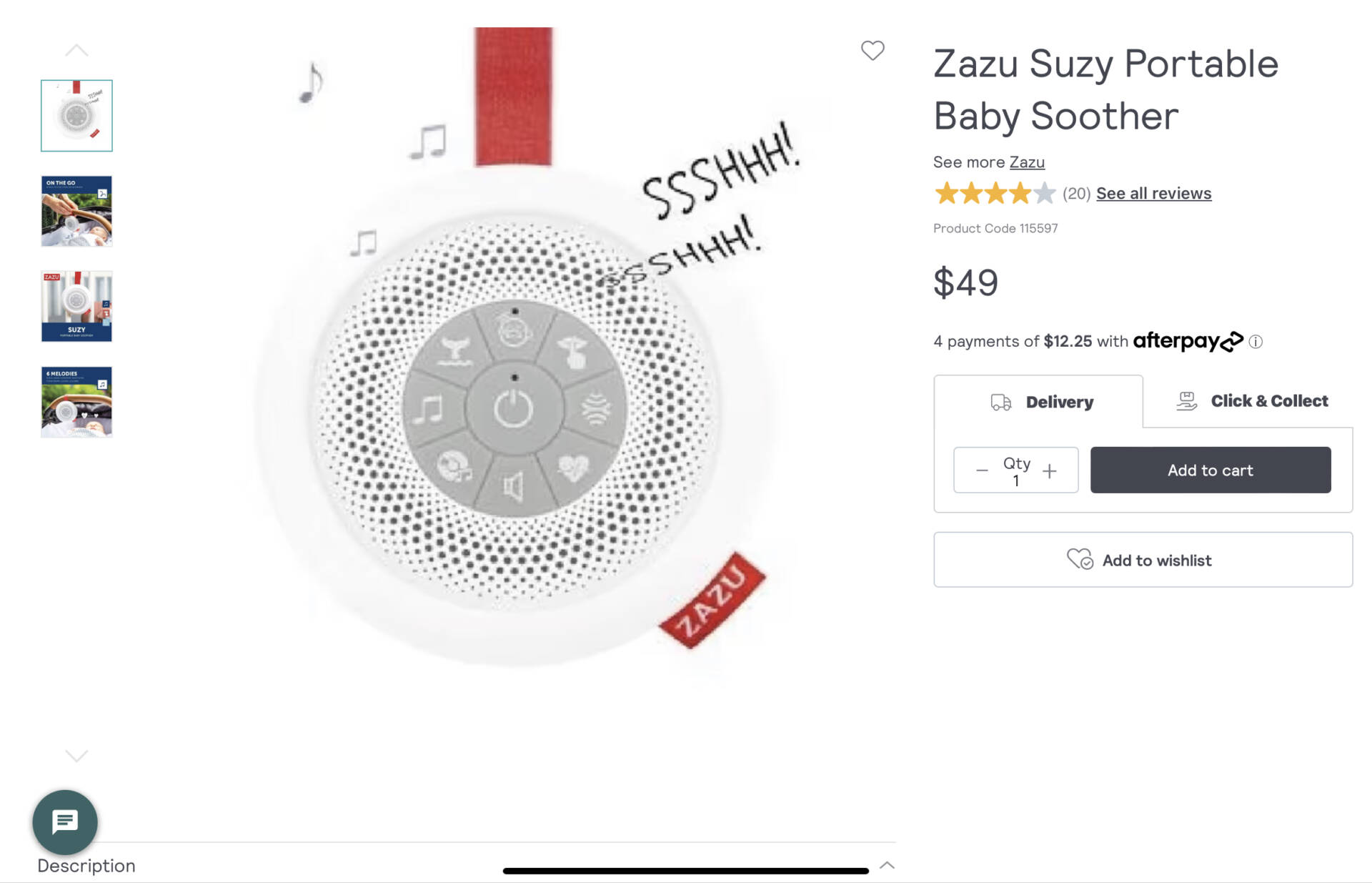 Zazu Suzy Portable Baby Soother