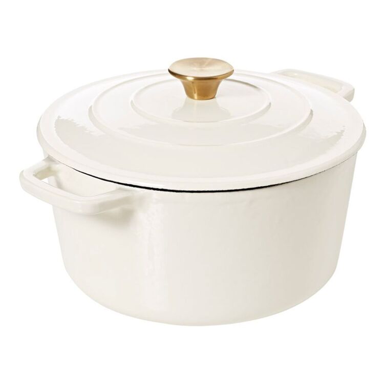 Smith + Nobel Luxe 5L Cast Iron Casserole Pot Almond Gold