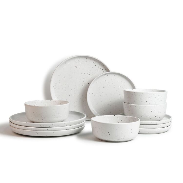 Soren Margot 12-Piece Dinner Set White Speckle