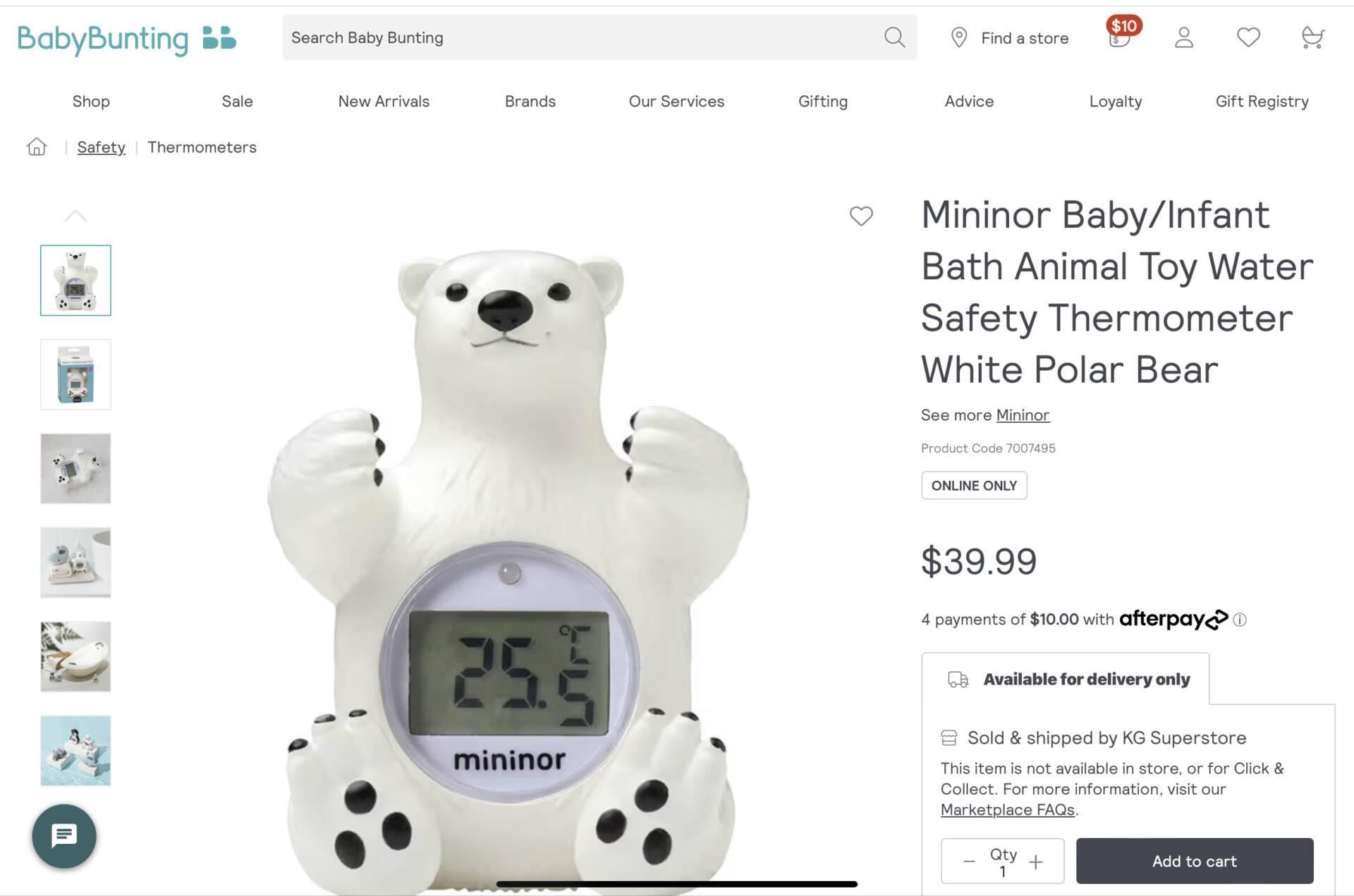 Mininor Baby/Infant Bath Animal Toy Water Safety Thermometer White Polar Bear