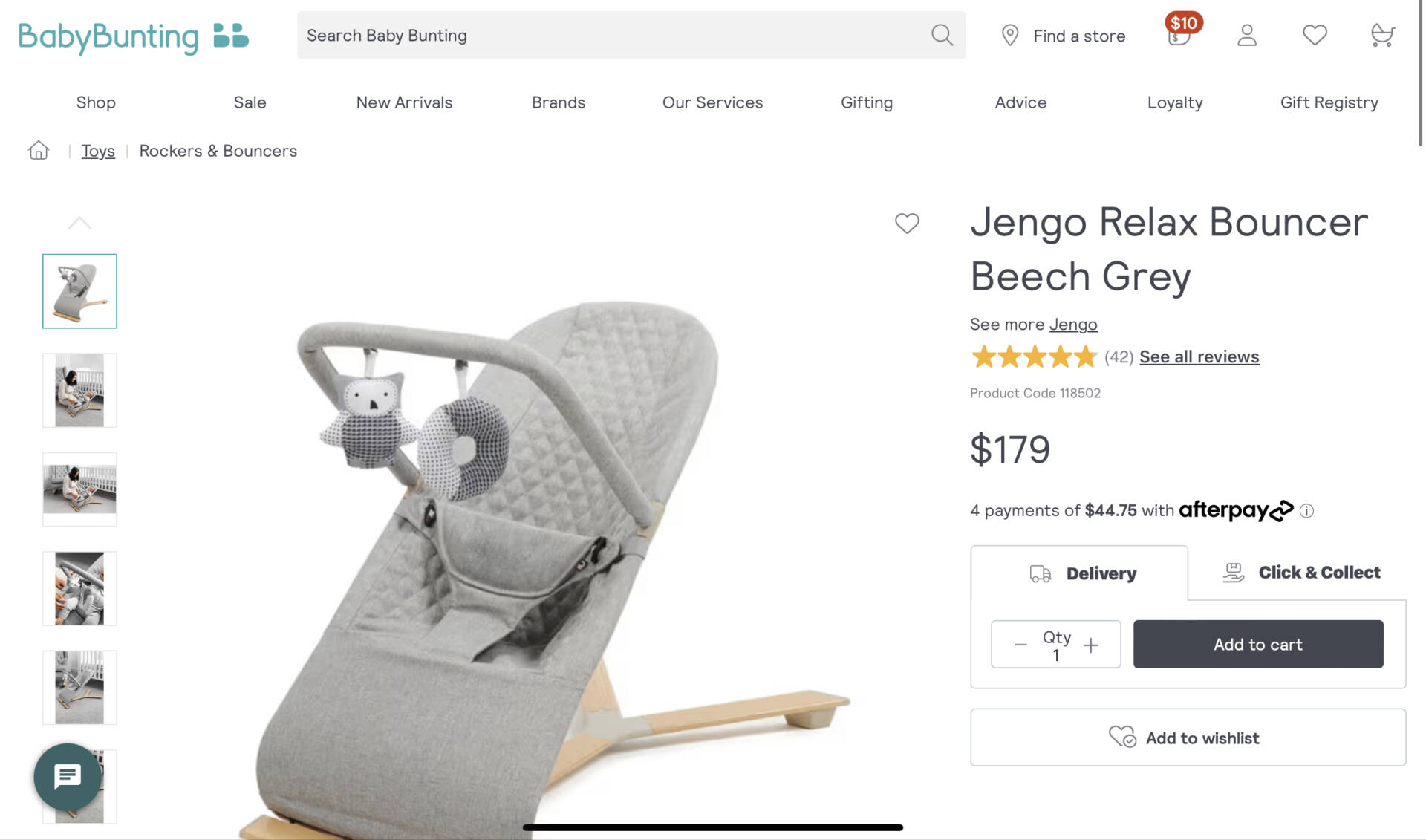 Jengo Relax Bouncer Beech Grey