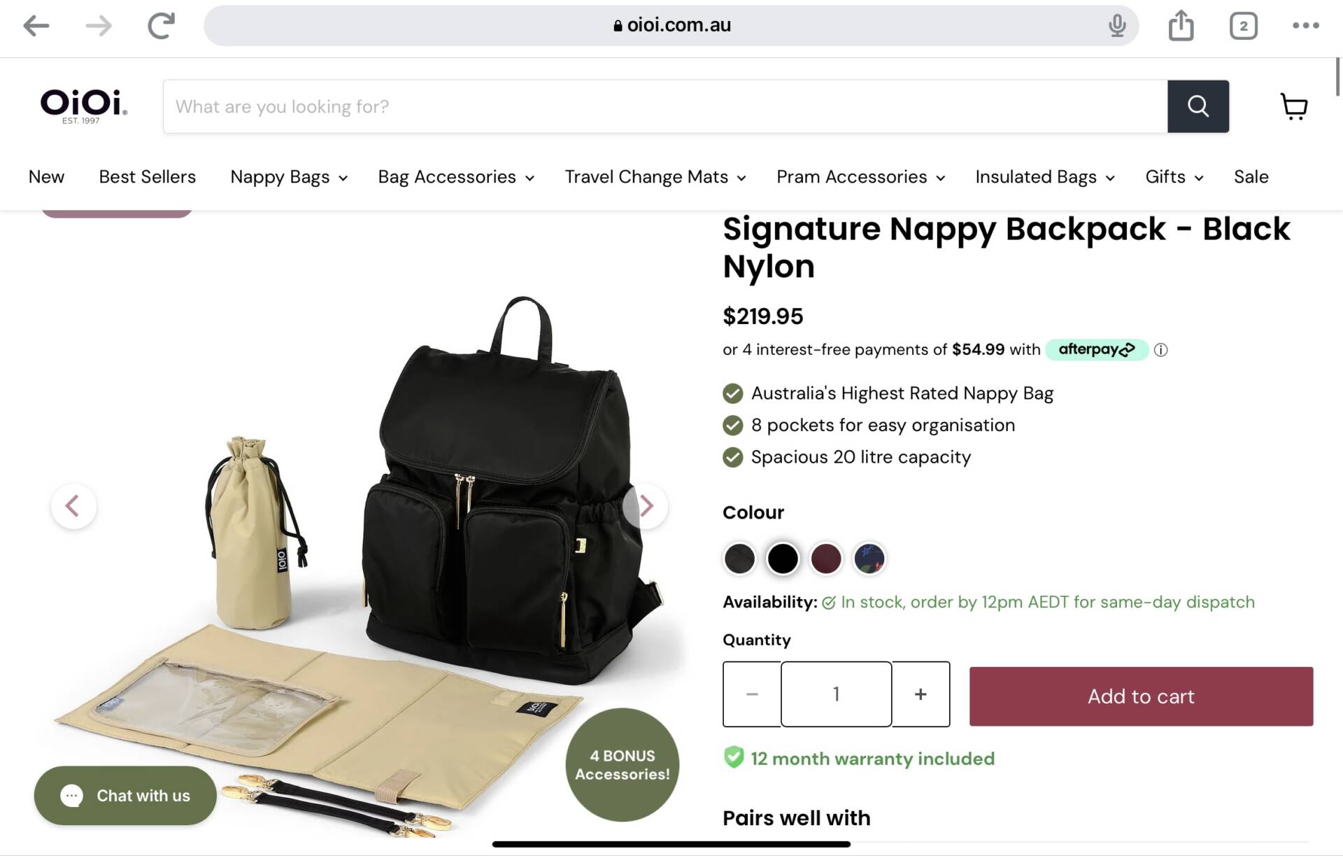 Signature Nappy Backpack - Black Nylon