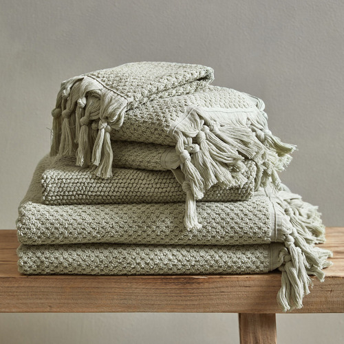 6 Piece Hand-Knotted Cotton Towel Set SAGE