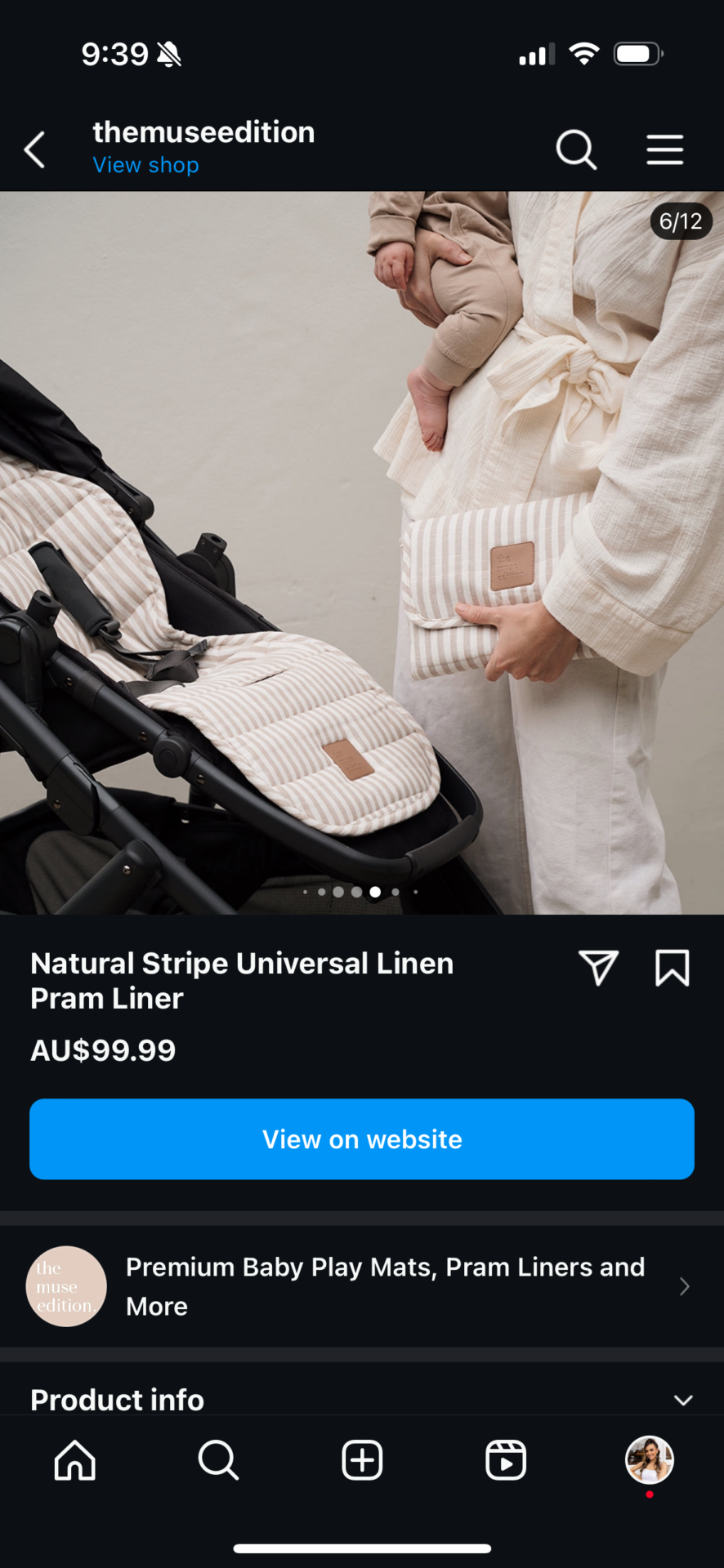 Muse edition linen pram liner