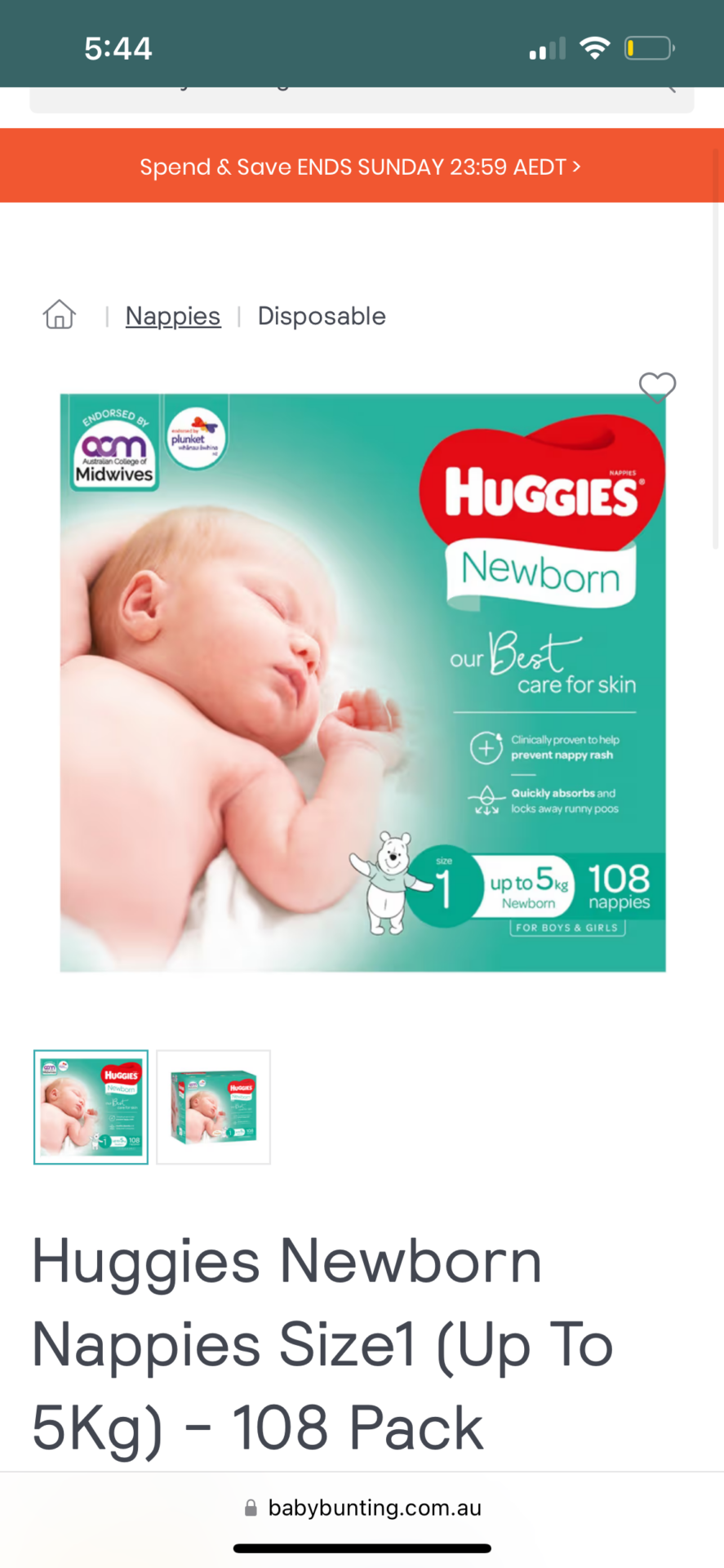 HUGGIES NAPPIES SIZE 1