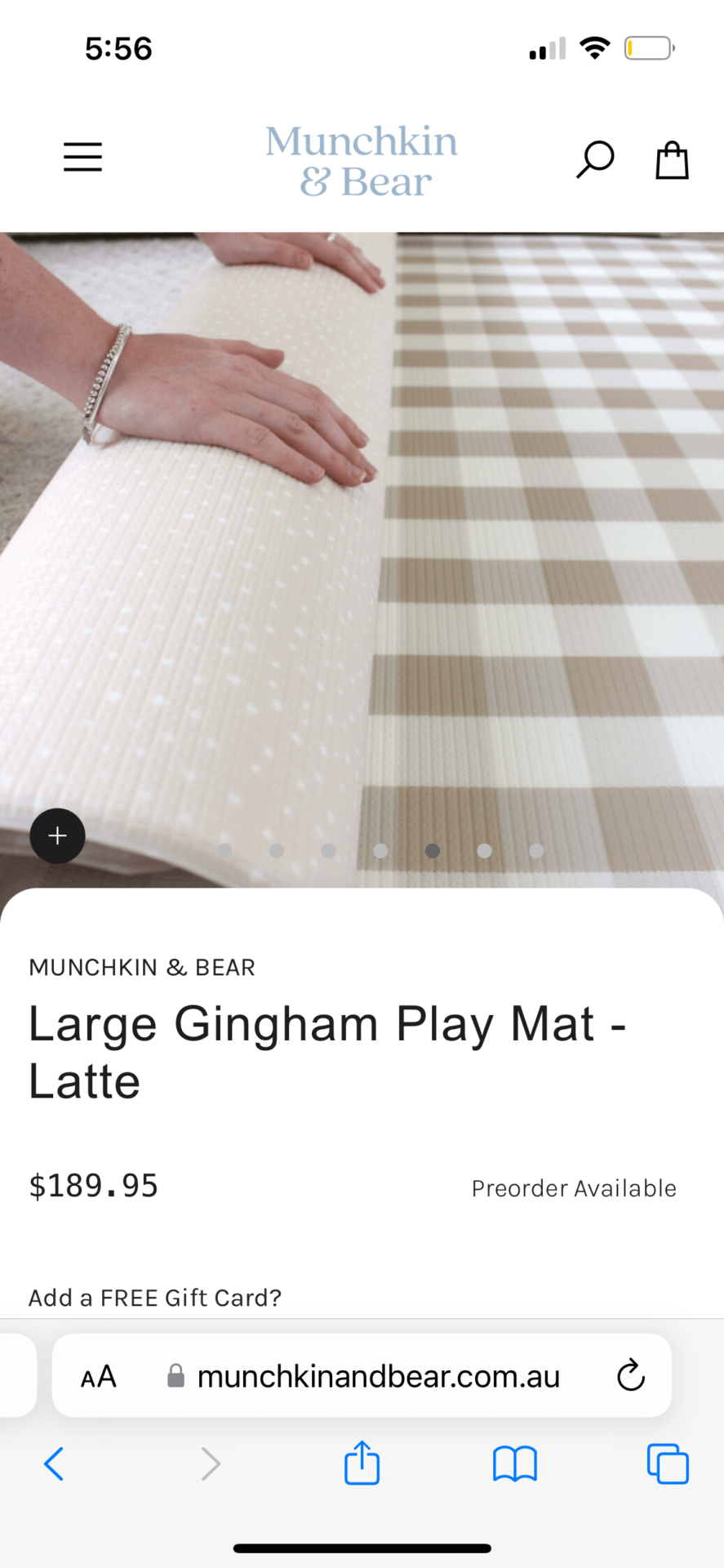 Large Gingham Play Mat - Latte