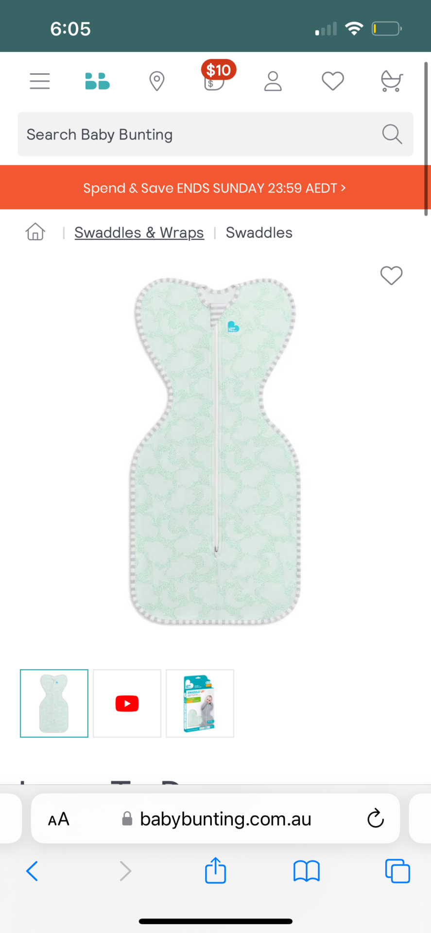 Love To Dream Swaddle Up 1.0 Tog Celestial Dot Mint Small