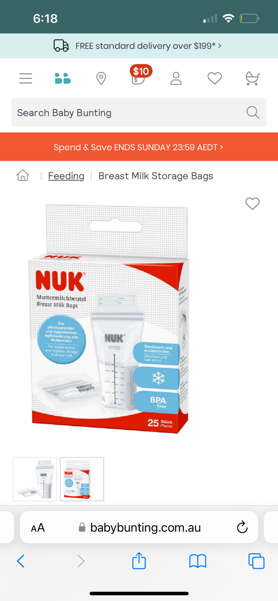 NUK Breast Milk Storage Bags - 25 Pack