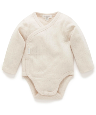 Pointelle Long Sleeve Wrap Bodysuit