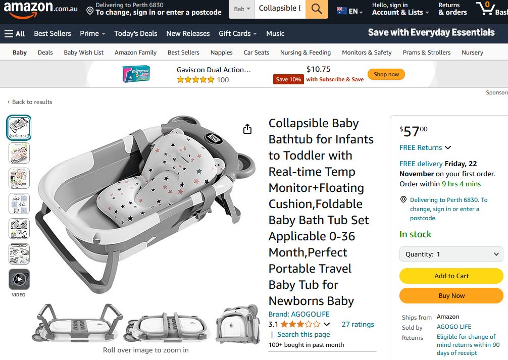 Collapsible Baby Bathtub