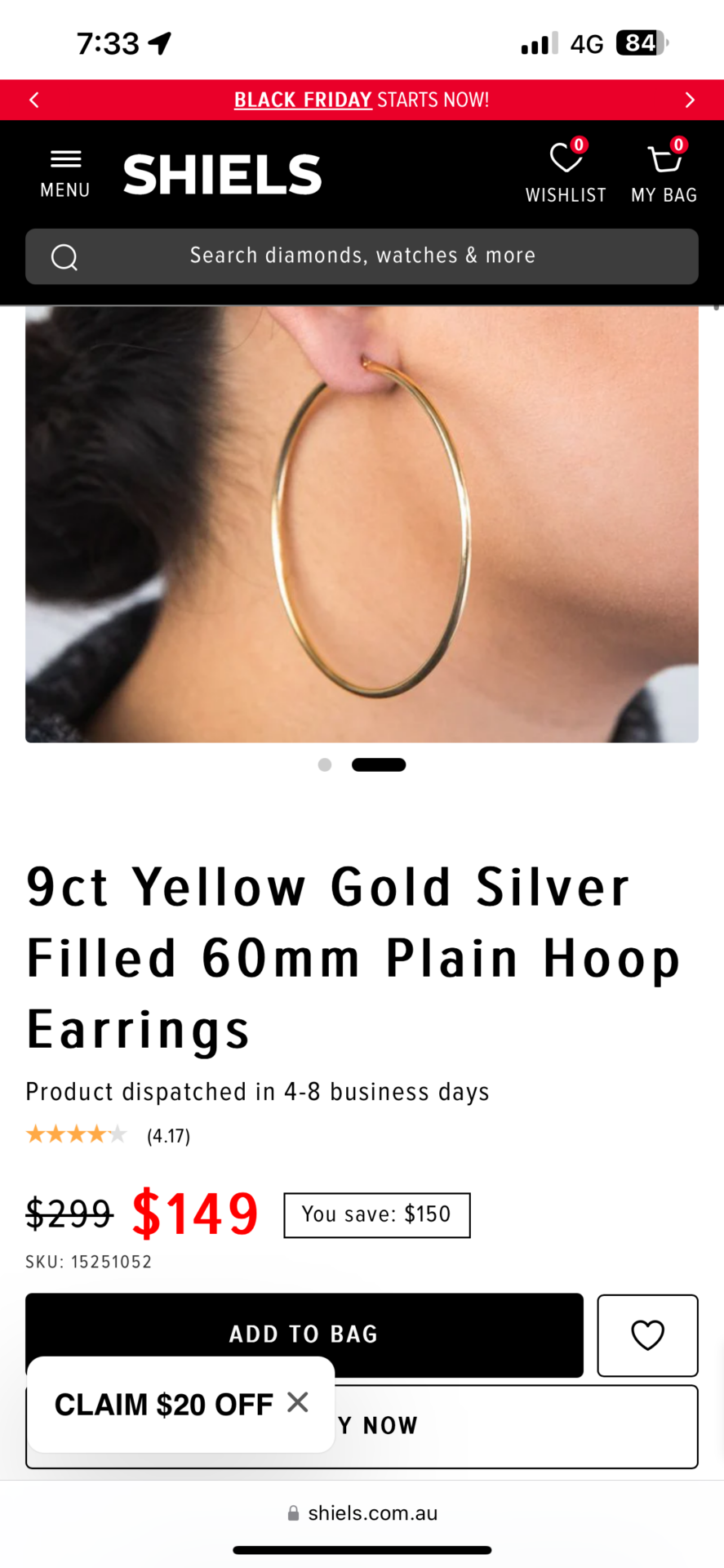 Gold hoops 60mm