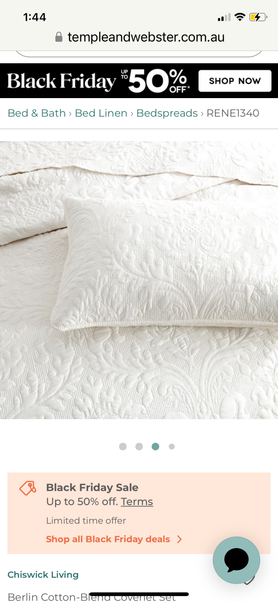 Bed Cotton Embroidered Coverlet - Super King