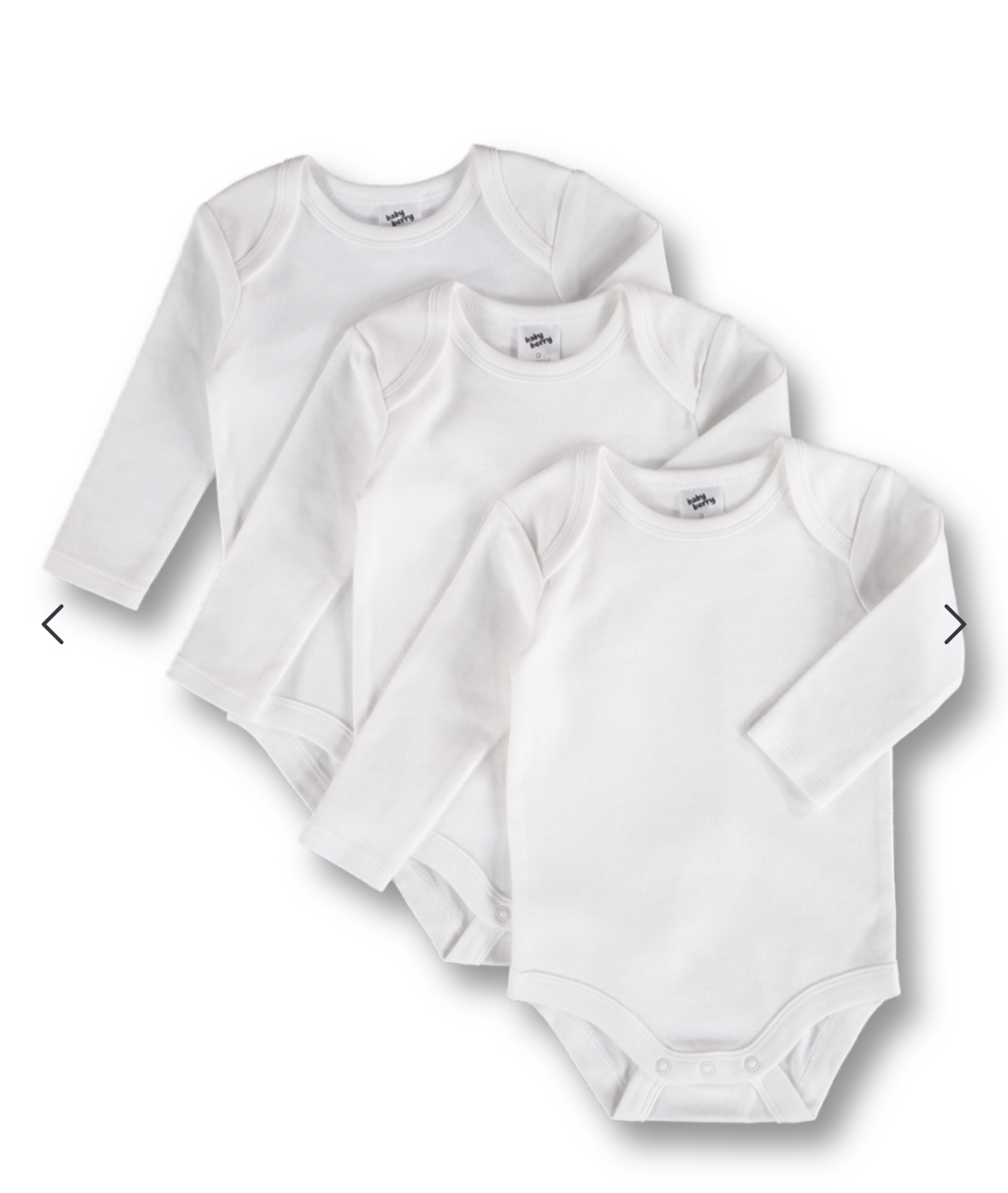 0-3 Plain White Cotton Long Sleeve Bodysuits