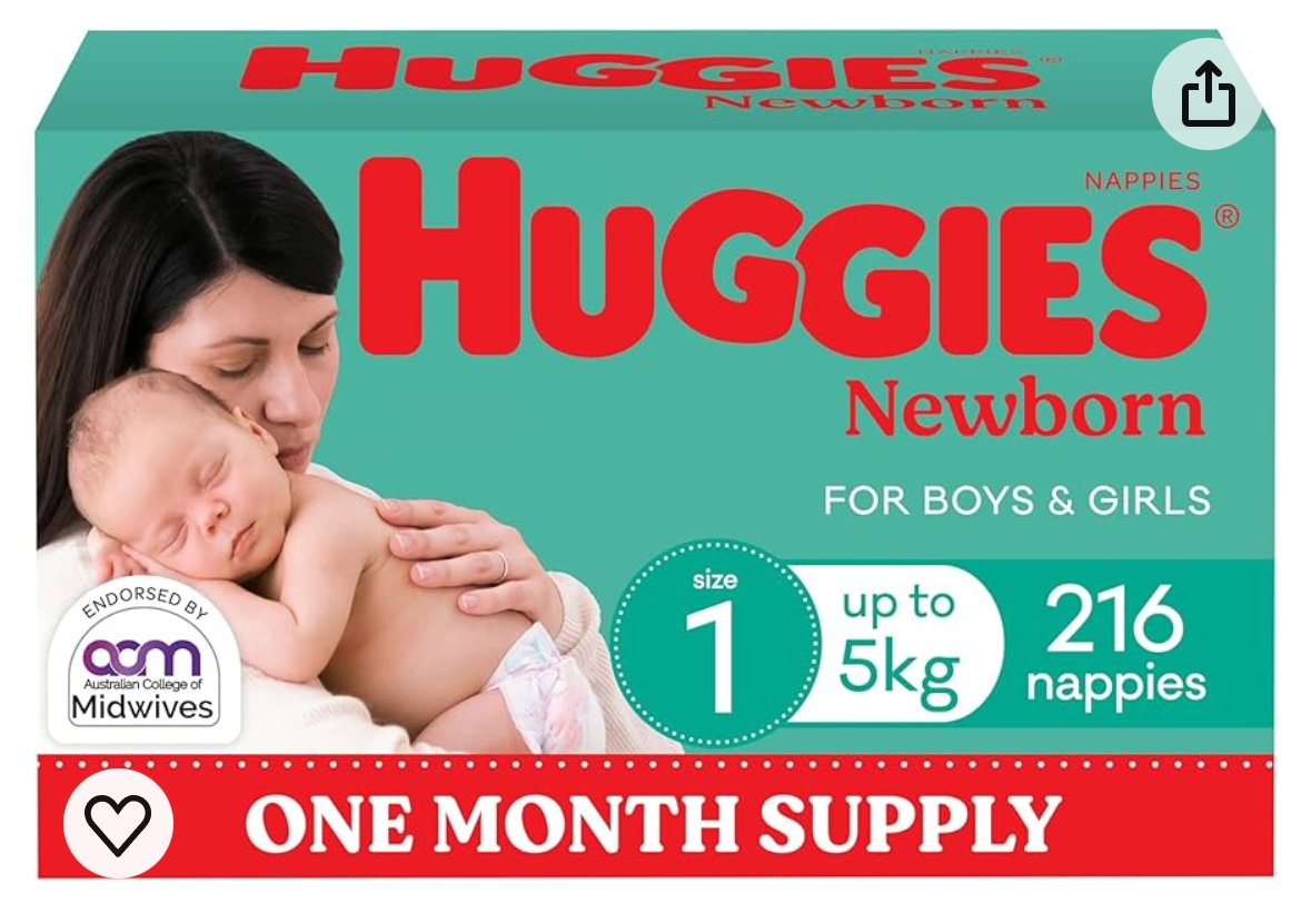 Size 1 Huggies nappies 1 month supply