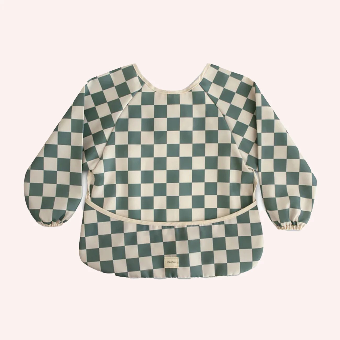 Mushie Long Sleeved Bib - Olive Check