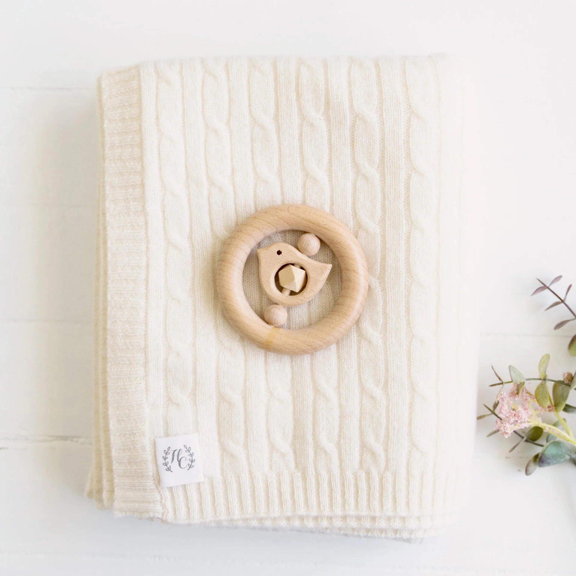 Cashmere Cable Knit Baby Blanket