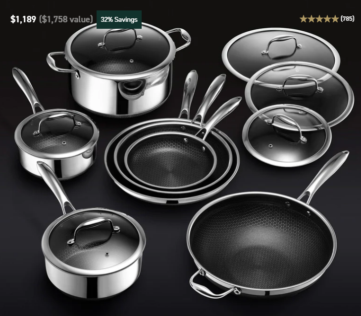 13 pc HexClad Hybrid Cookware Set w/ Lids