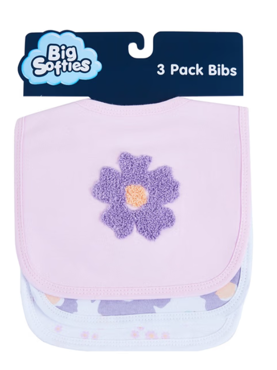 Big Softies Cotton Bibs Flower 3Pack