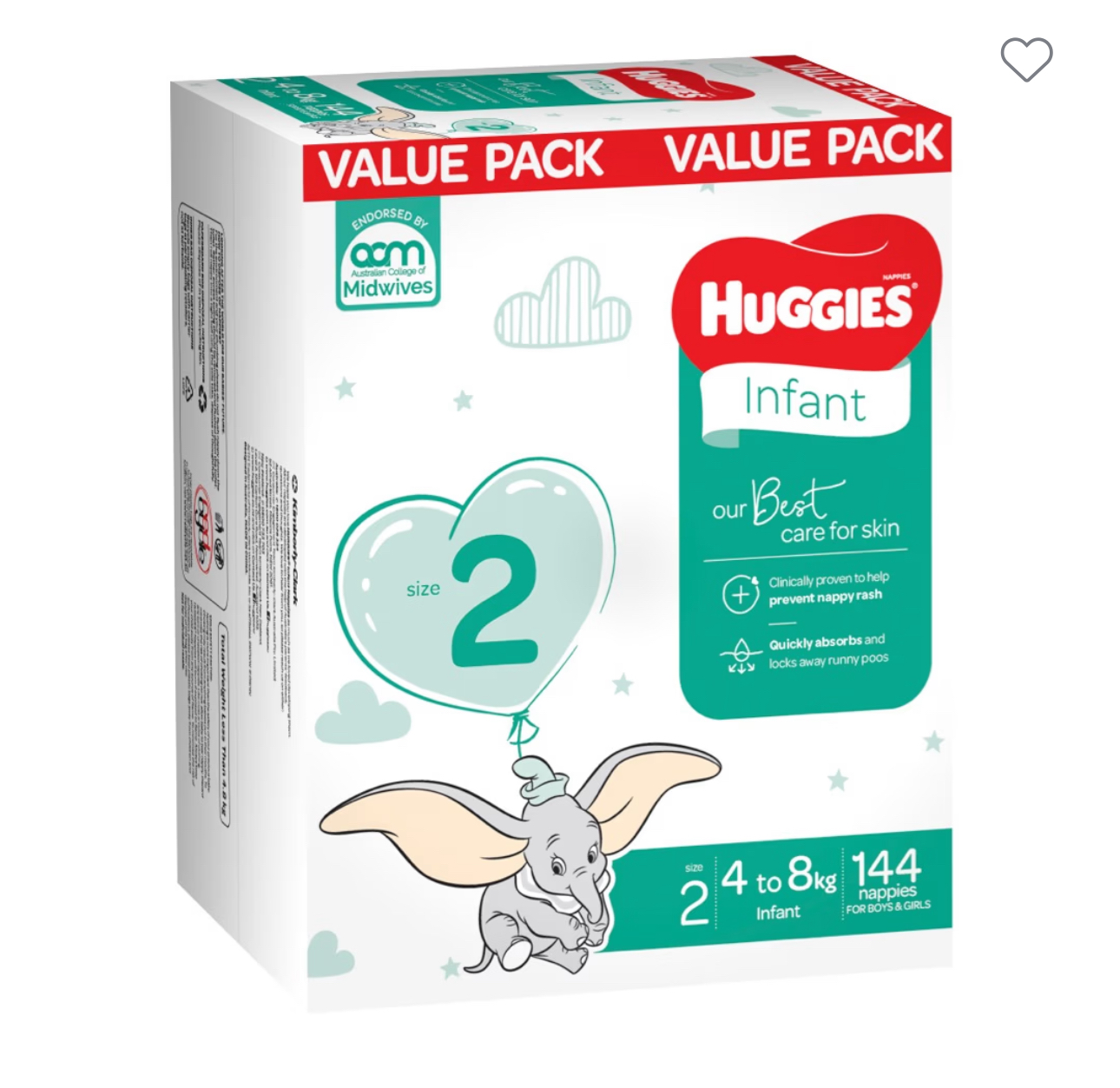 Huggies Nappies Mega Infant Size2 - 144 Pack