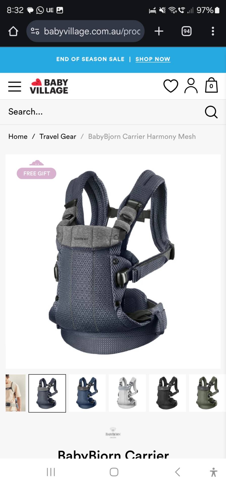 BabyBjorn Carrier Harmony Mesh