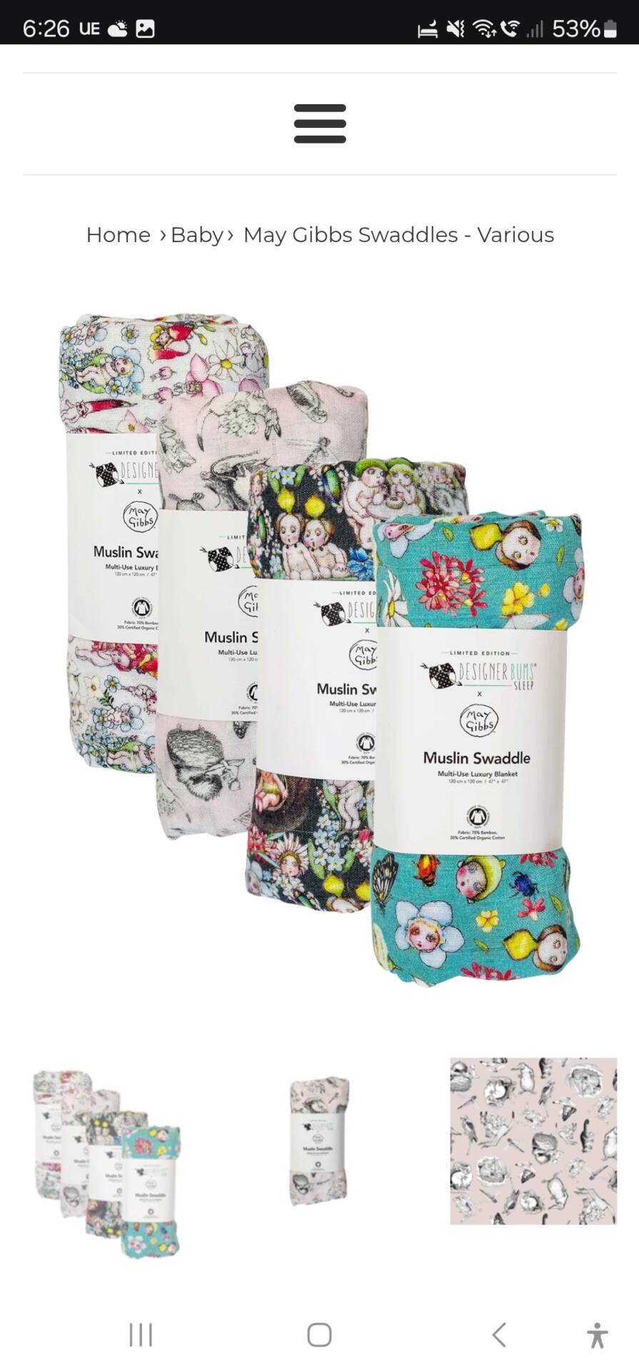 May Gibbs Swaddles - Various