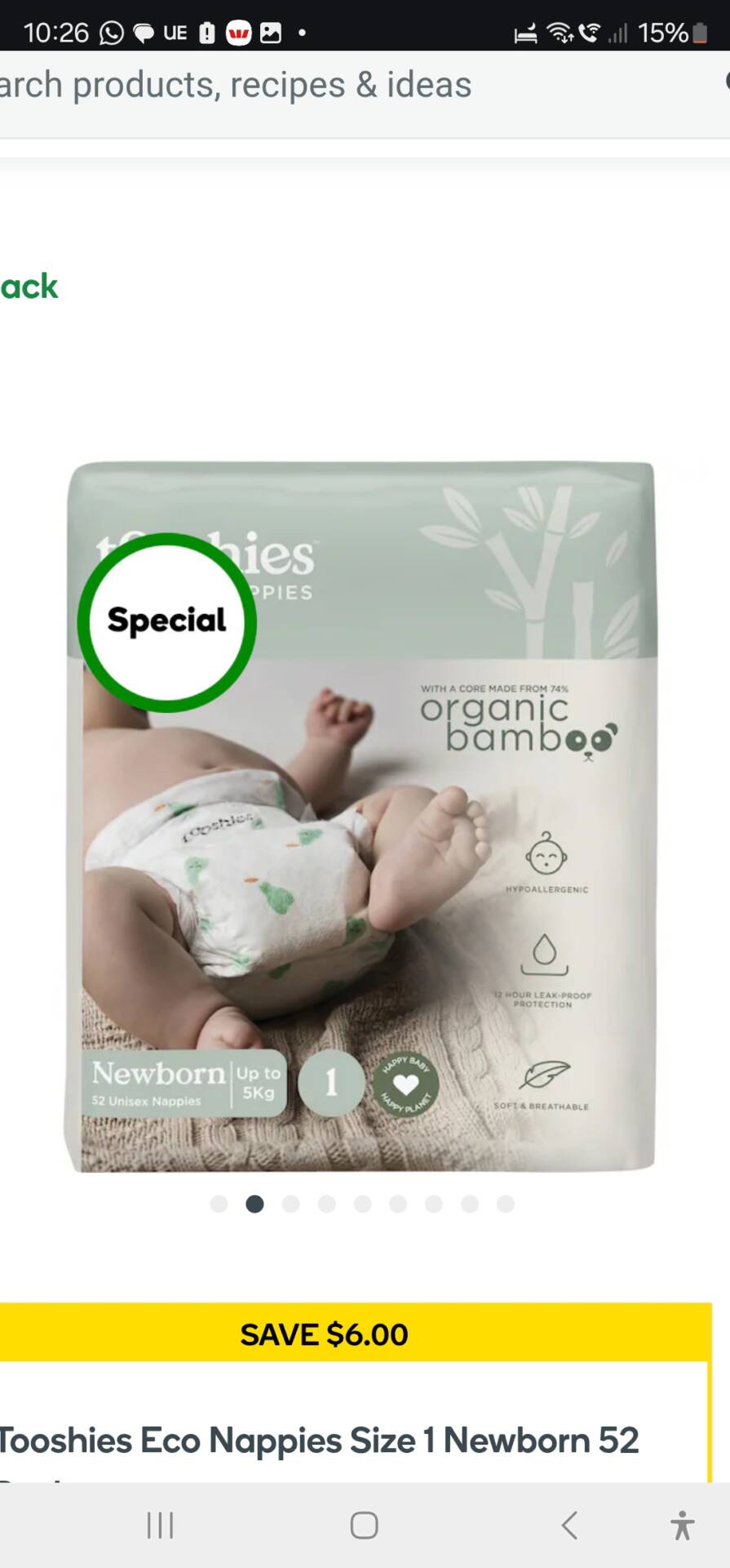 Tooshies Eco Nappies Size 1 Newborn 52 Pack