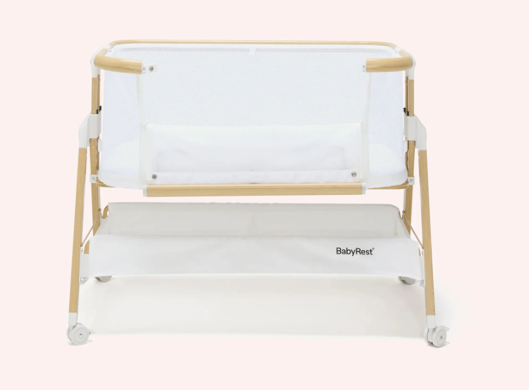 Alfie Bedside Bassinet - White/Natural