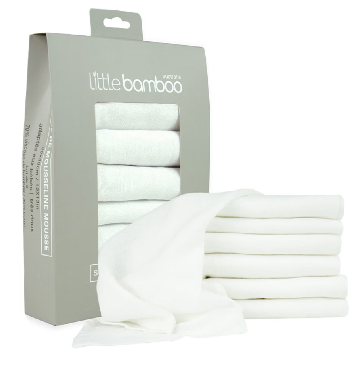 Little Bamboo Muslin Wash Cloth Natural 6 Pack