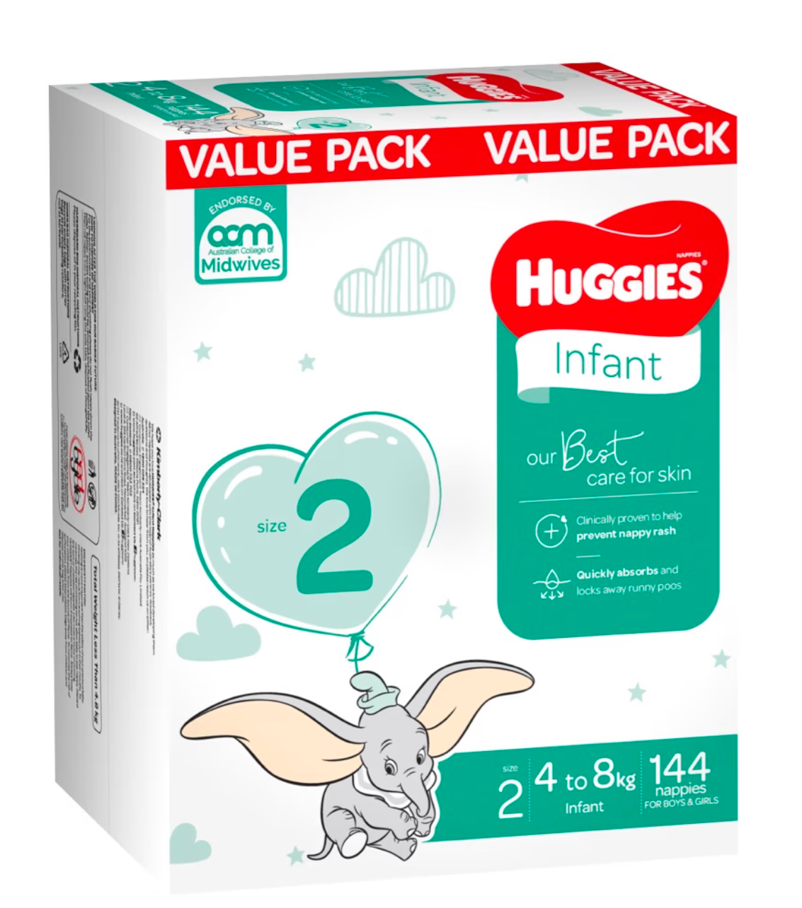 Huggies Nappies Mega Infant - 144 Pack