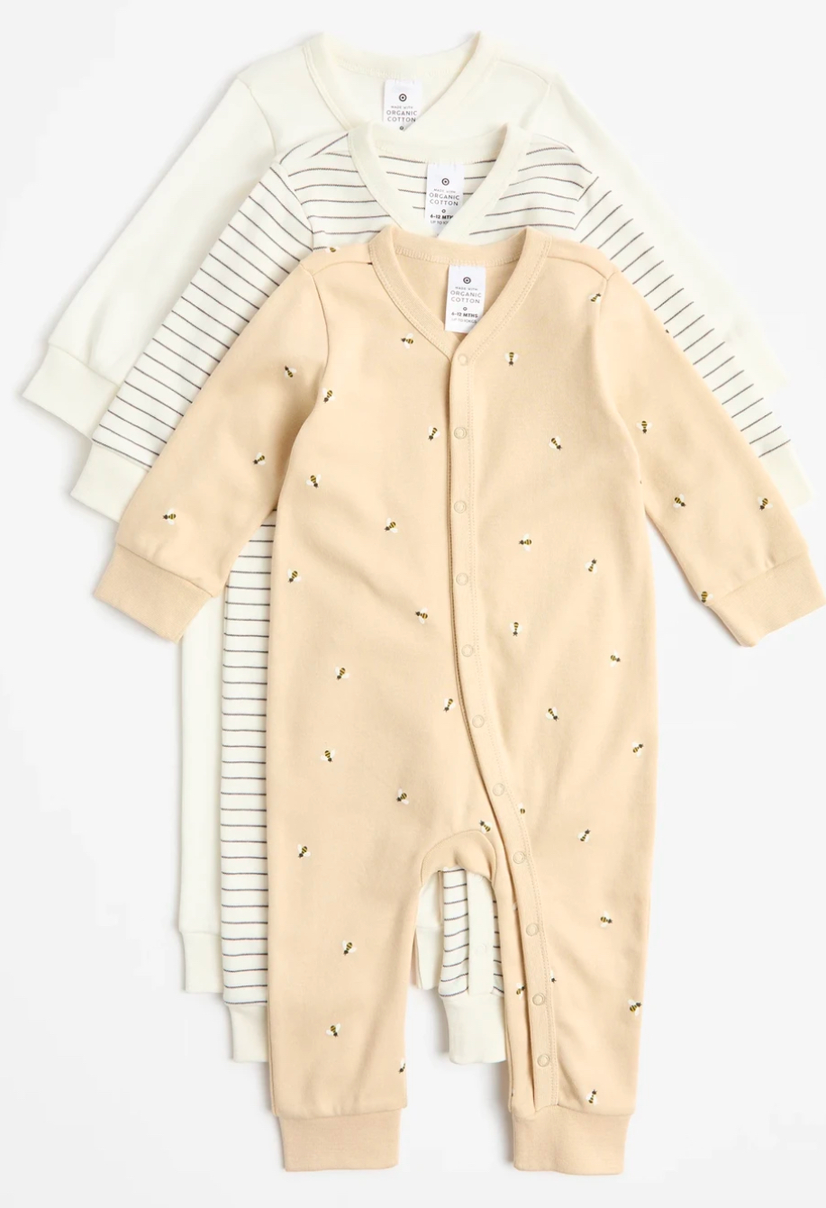 Target - Baby Organic Cotton Coveralls 3 Pack - Bees