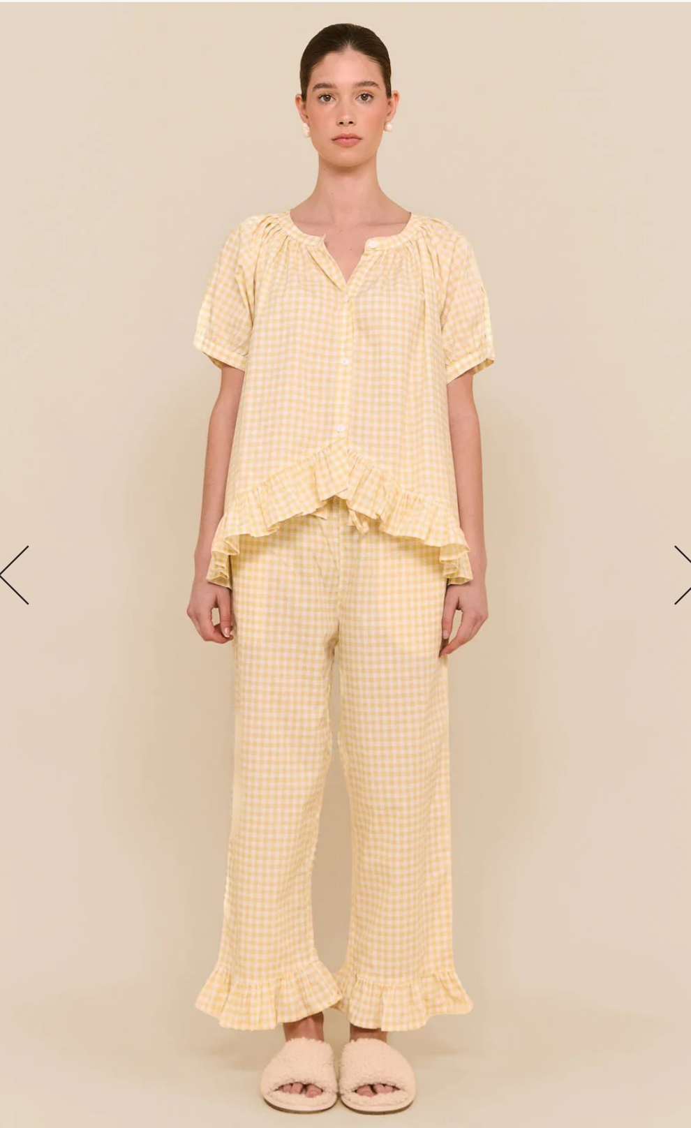 Sophie Sleep Set - Pants - Cotton - Gingham Yellow