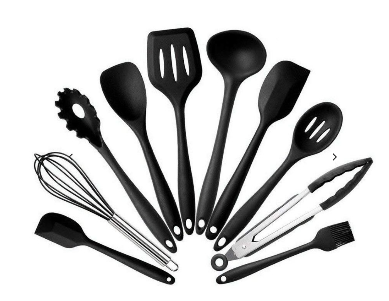 Catzon 10 Piece Cooking Utensils Silicone Kitchen Utensils Set, Non-toxic Hygienic Safety Heat Resistant(Black)