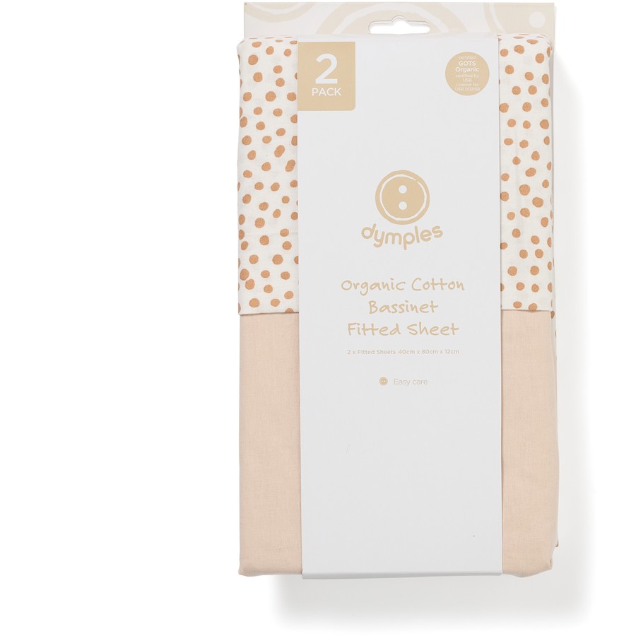 Dymples Fitted Bassinet Sheet 2 Pack - Natural