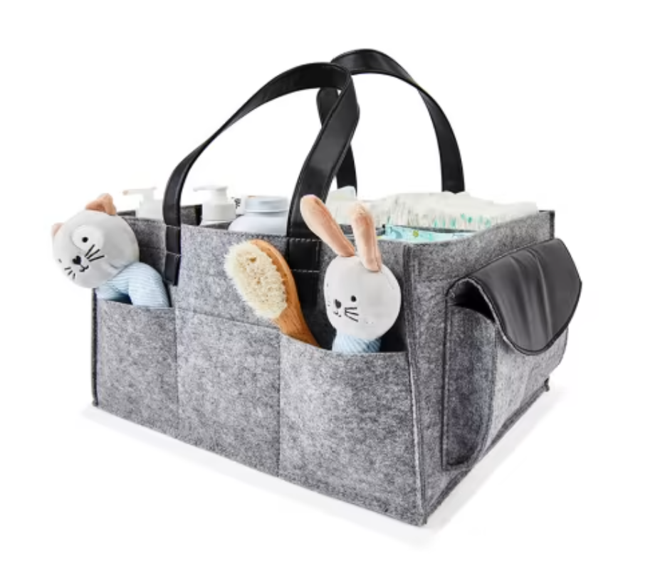 Large Nappy Caddy - Grey and Black