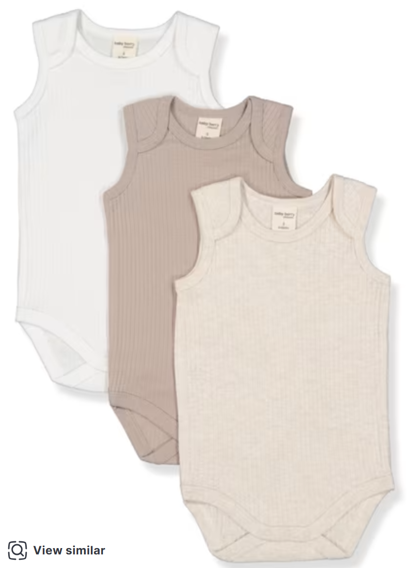 3 Pack Sleeveless Organic Cotton Bodysuit
