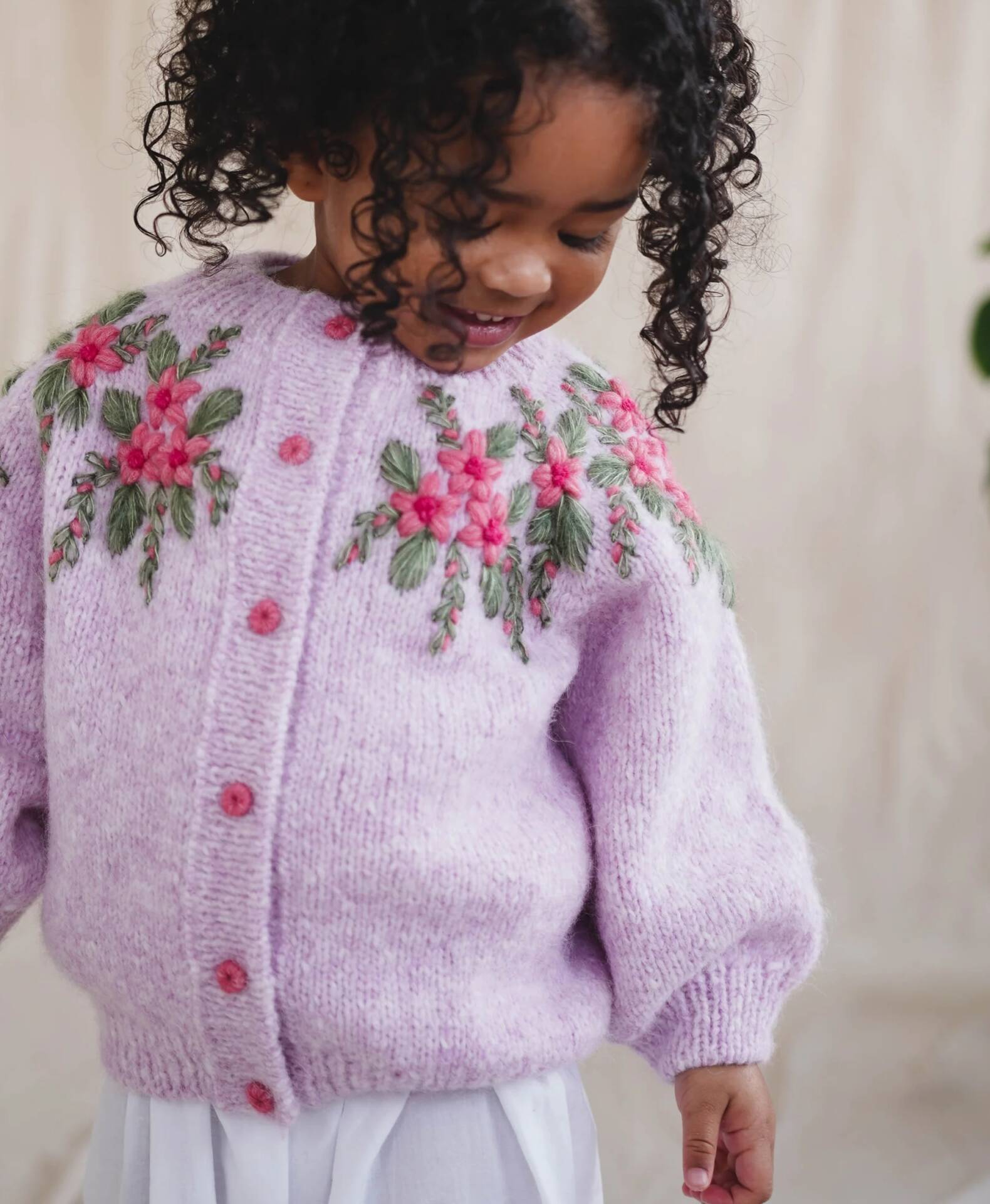 Rosette Hand-Knitted Cardigan