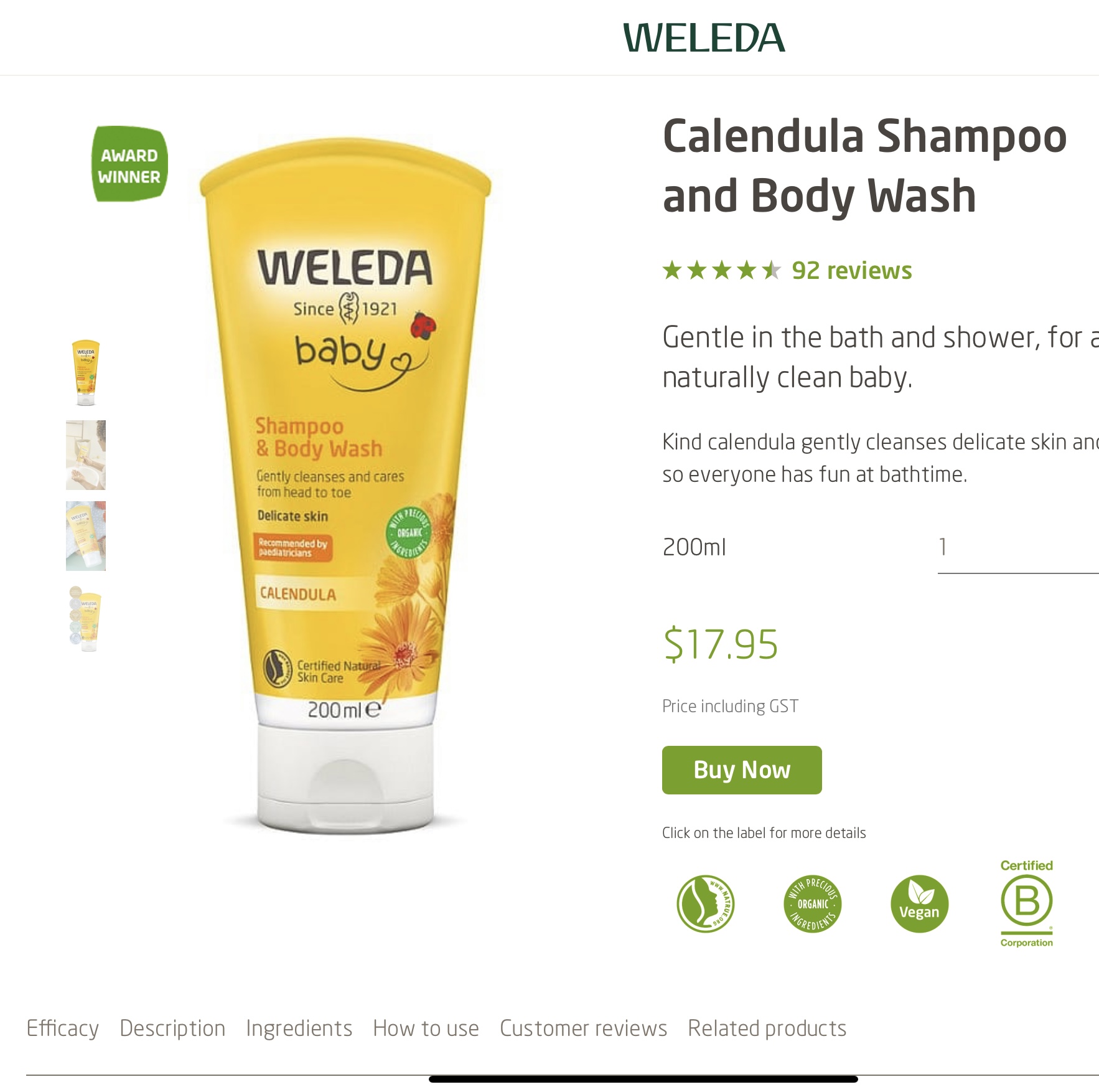 Baby shampoo and body wash