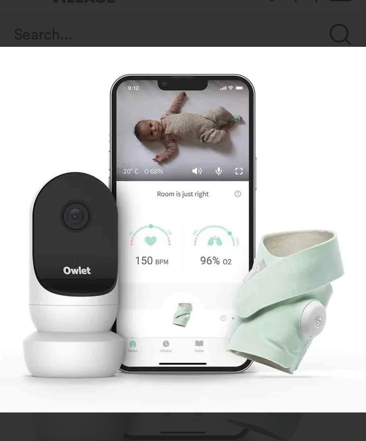 Owlet Monitor Duo 2 Smart Sock 3 + Cam 2 HD Video Camera