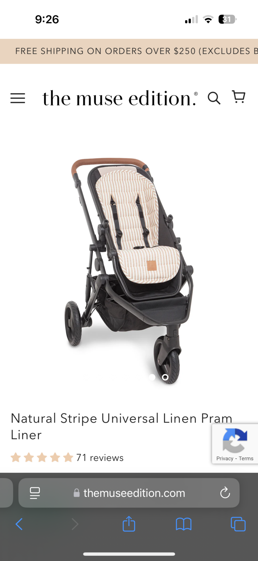 Natural Stripe Universal Linen Pram Liner
