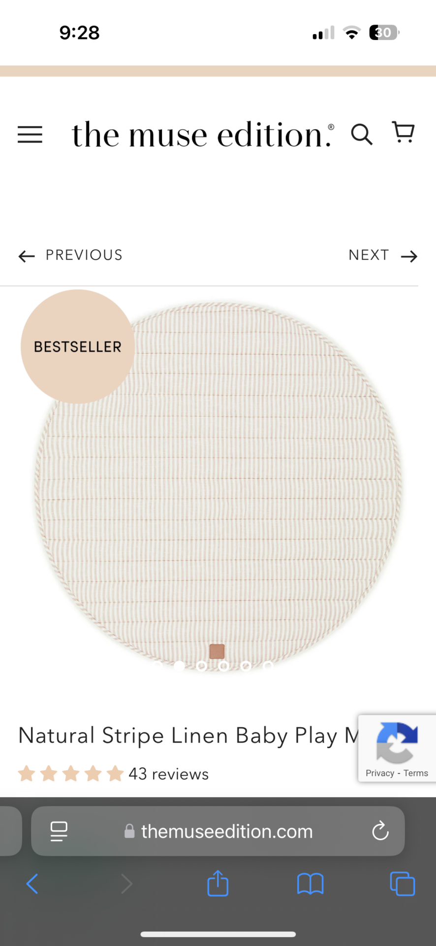 Natural Stripe Linen Baby Play Mat