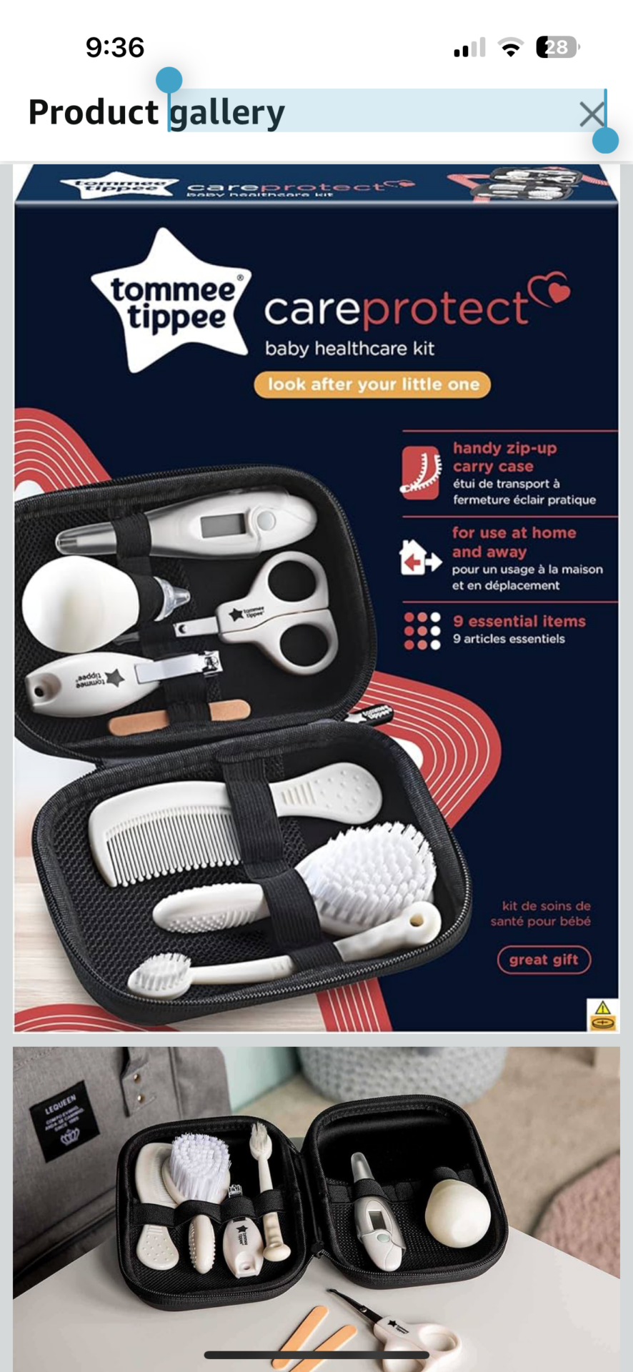 Tommee Tippee Baby Healthcare and Grooming Kit, 9X Essential Newborn Care Items for Home and Travel, Wipe-Clean and Waterproof Travel Case