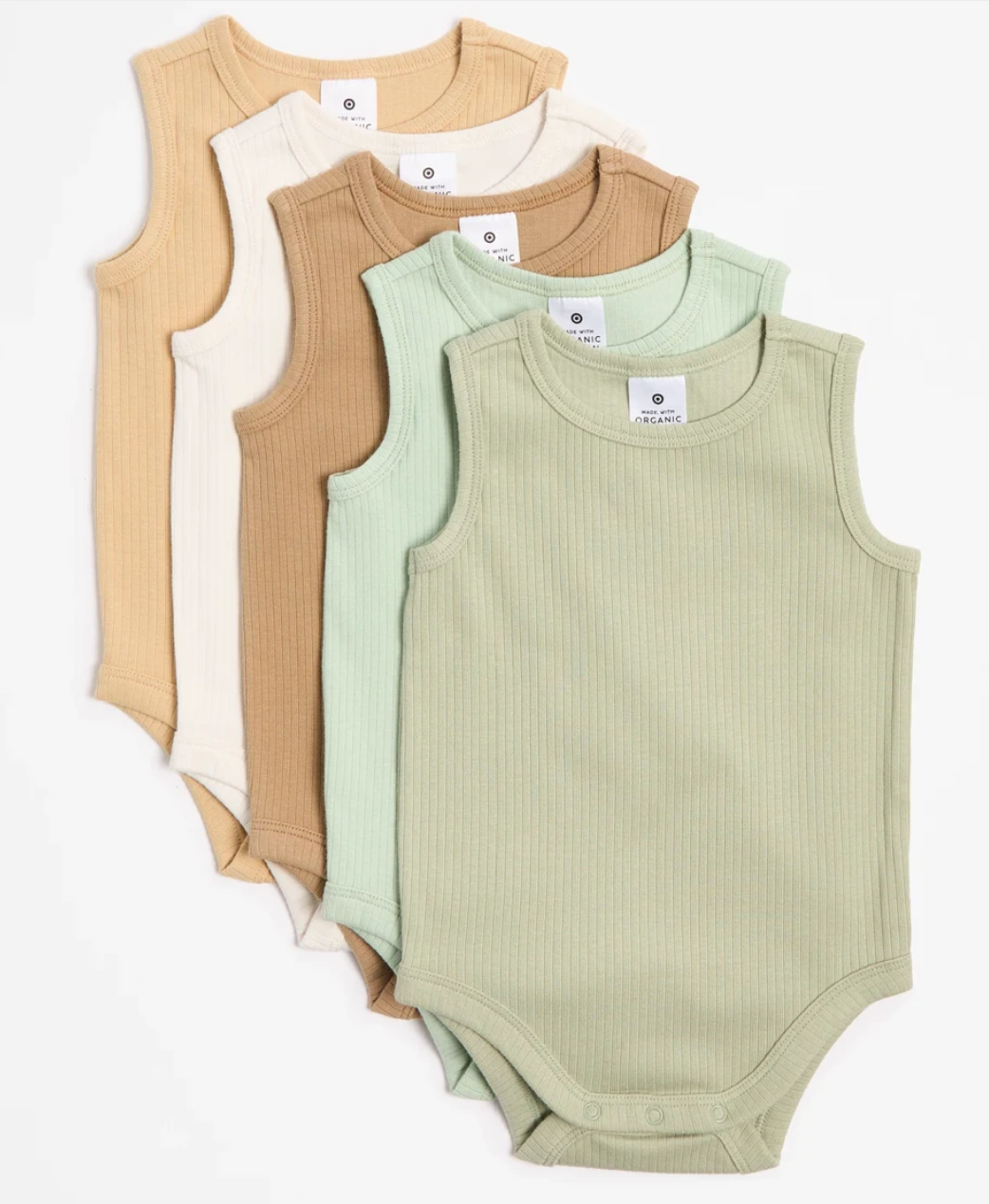 Baby Organic Cotton Rib Bodysuit 5 Pack