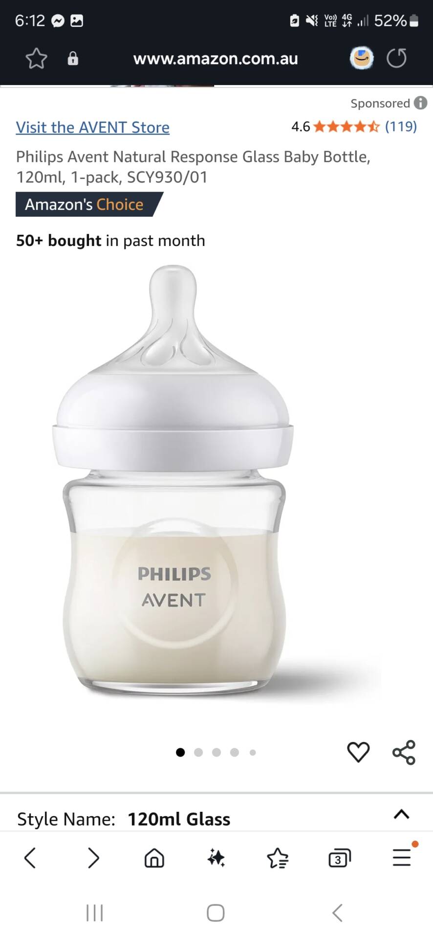 Avent glass baby bottles