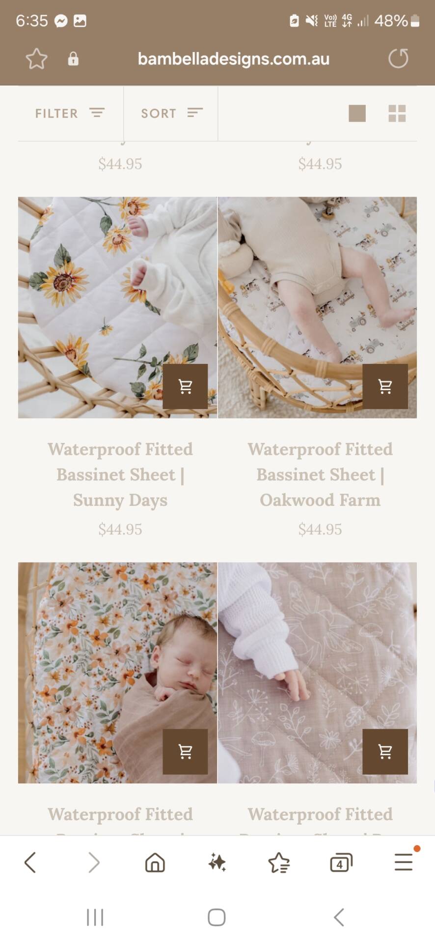 Fitted bassinet waterproof sheets