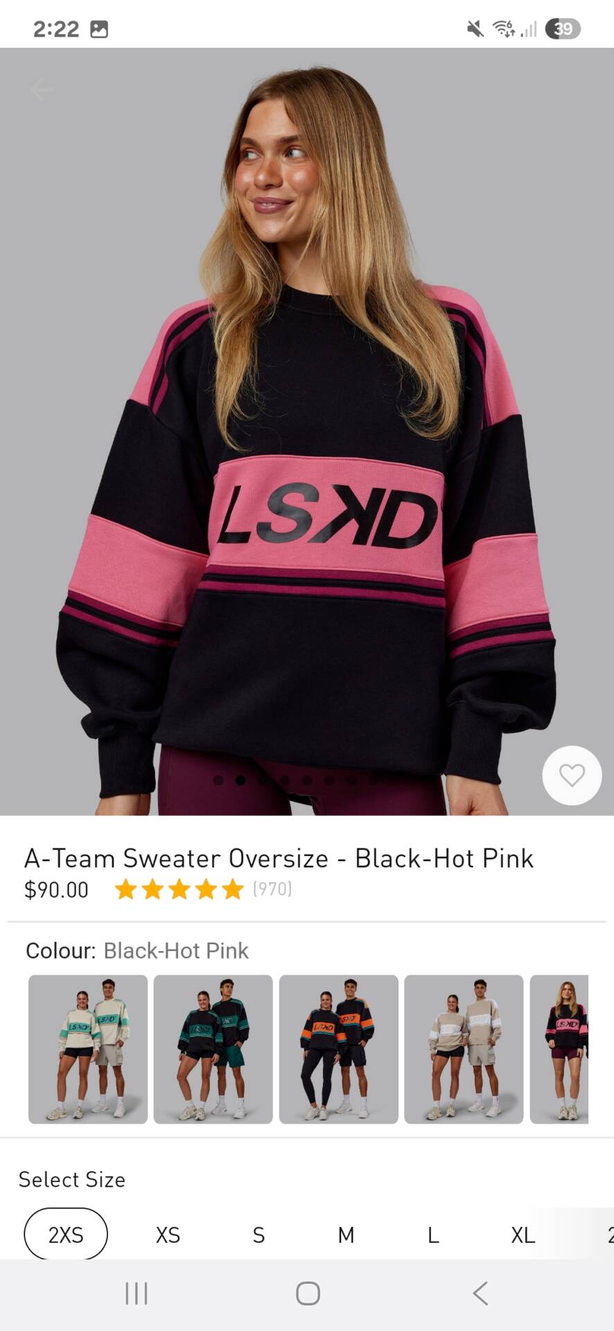 LSKD A team sweater  - black hot pink 2XS