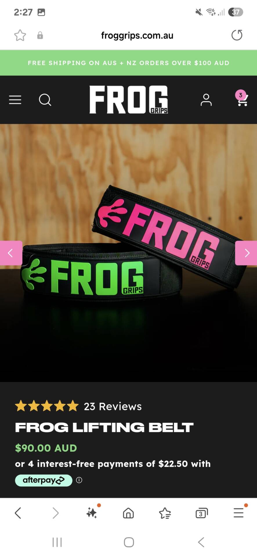 Frog grip belt - size XS - Pink