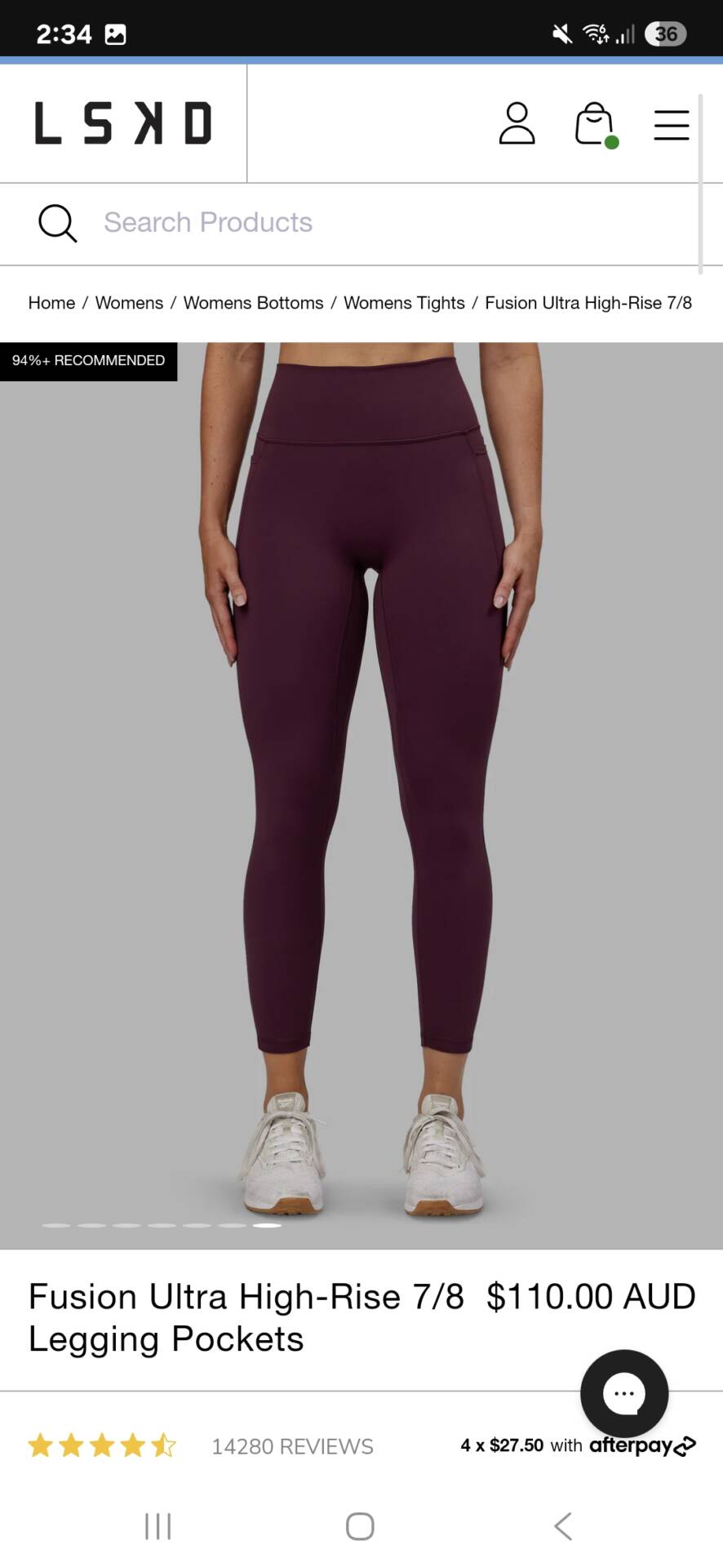 Fusion Ultra High-Rise 7/8 Legging Pockets - Cherry Lacquer