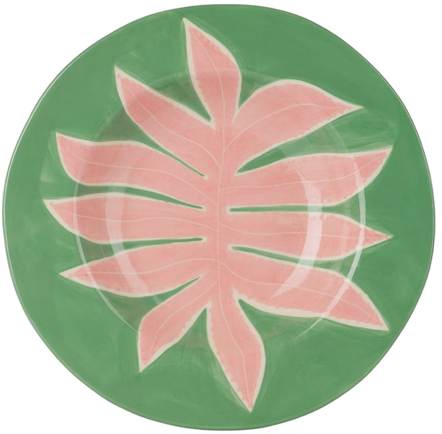 aetitia Rouget Green & Pink Leaf Dinner Plate